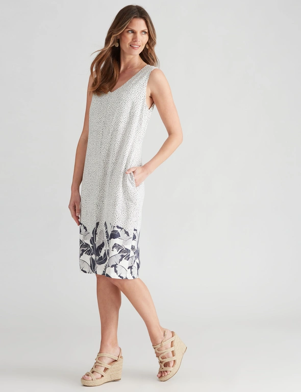 W.Lane Linen Tropical Printed Shift Dress, hi-res image number null