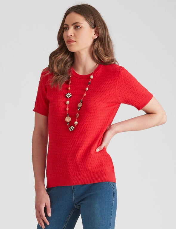 W.Lane Dobby Short Sleeve Pullover Top, hi-res image number null