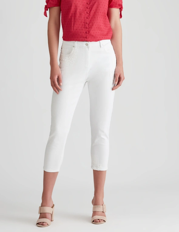 W.Lane Cotton Broderie Trim Jeans, hi-res image number null