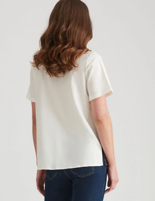 W.Lane Linen Spliced Print T-Shirt, hi-res image number null