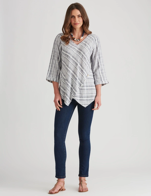 W.Lane Linen Textured Stripe Tunic Top, hi-res image number null