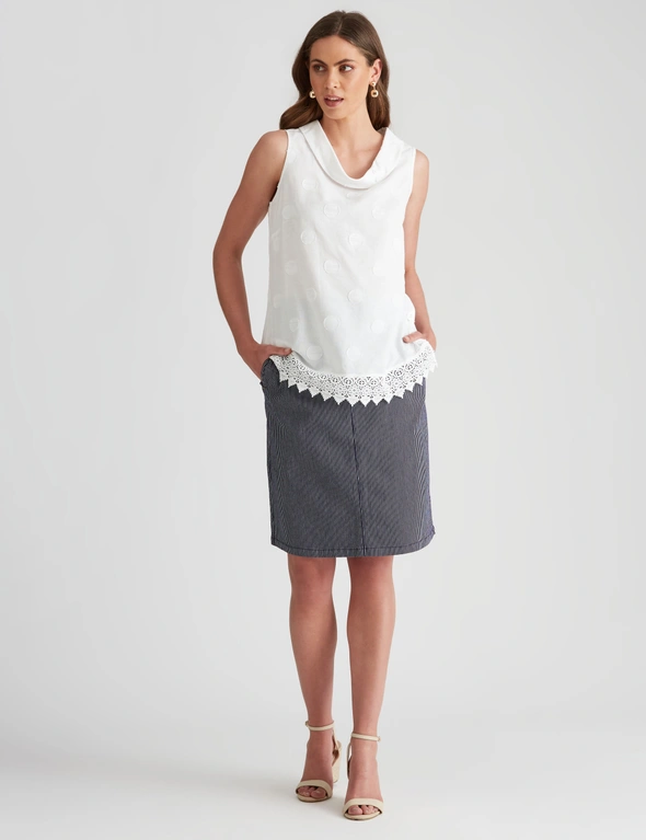 W.Lane Linen Jacquared Lace Cowl Top, hi-res image number null