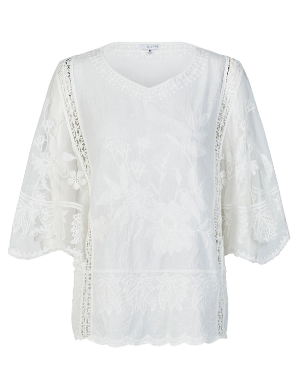 W.Lane Cotton Embroidered Butterfly Top, hi-res image number null
