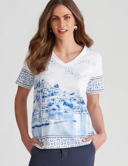 W.Lane Cotton Scenic Print T-Shirt