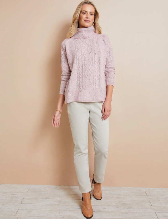 W.Lane Cowl Neck Cable Pullover Top, hi-res image number null