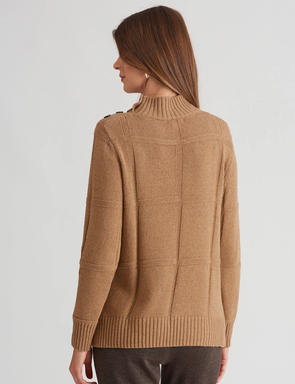 W.Lane Check Funnel Neck Pullover Top, hi-res image number null