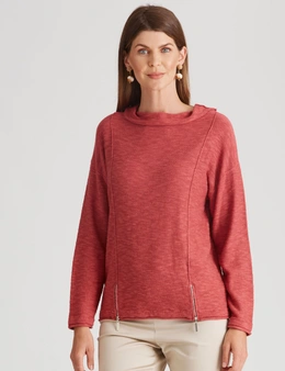 W.Lane Zipped Front Cowl Pullover Top