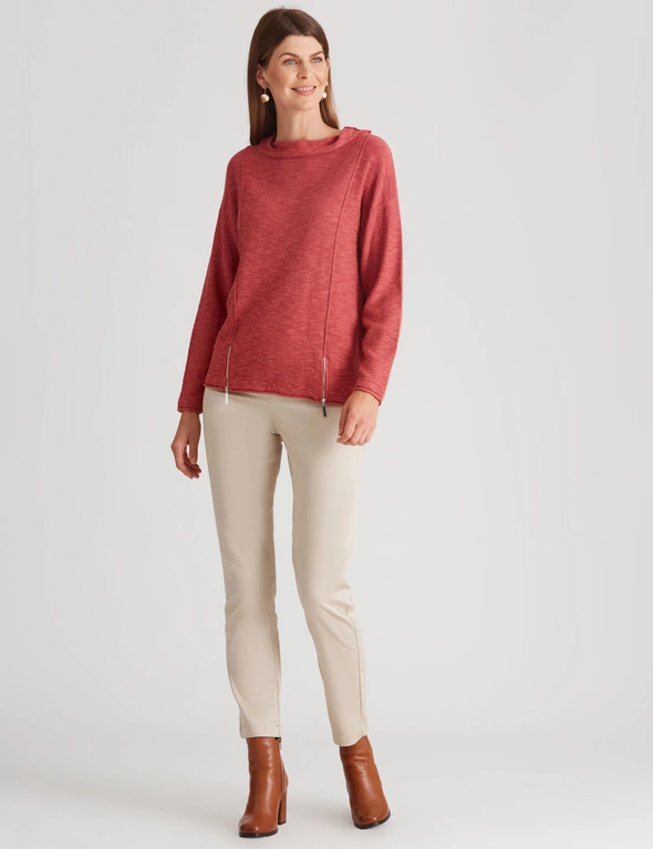 W.Lane Zipped Front Cowl Pullover Top, hi-res image number null