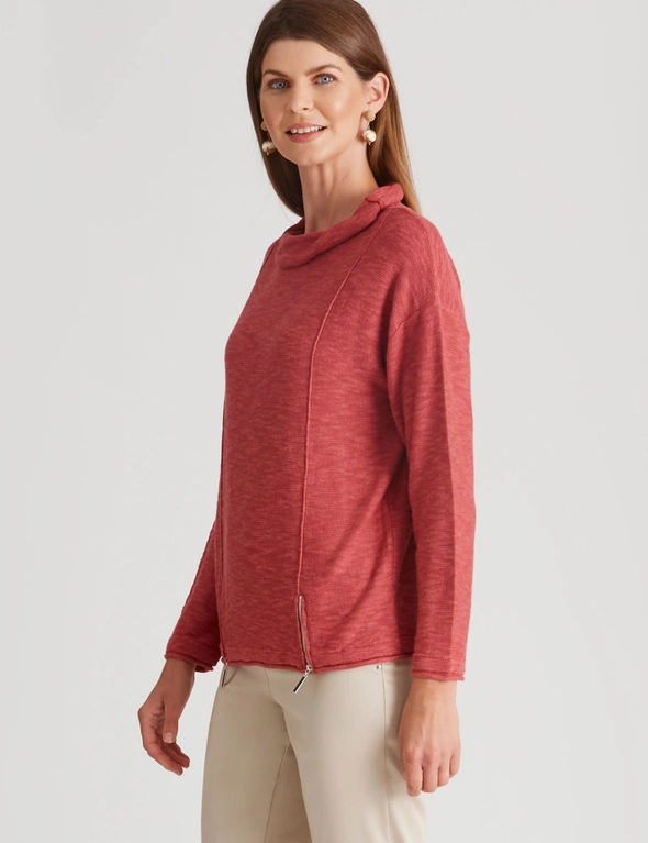 W.Lane Zipped Front Cowl Pullover Top, hi-res image number null