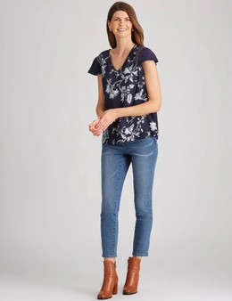 W.Lane Embroidered Flutter Sleeve Top