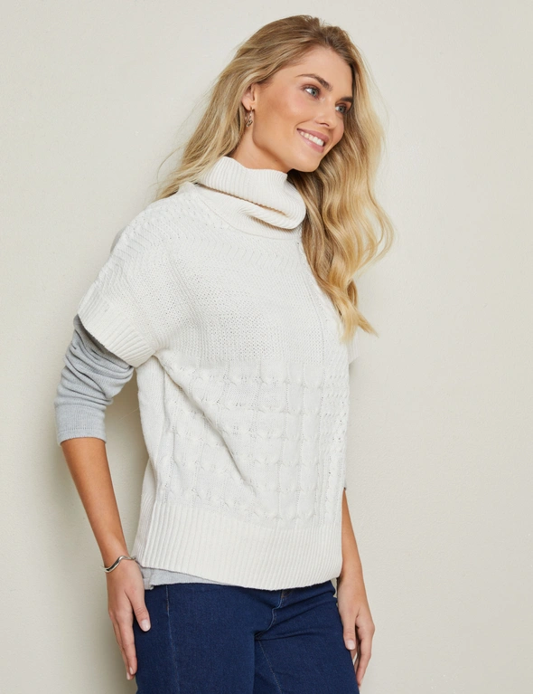 W.Lane Cable Cowl Short Sleeve Pullover Top, hi-res image number null