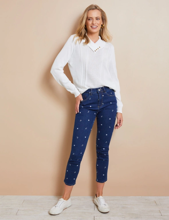 W.Lane Slim Legs Embroidered Jeans, hi-res image number null