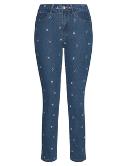 W.Lane Slim Legs Embroidered Jeans