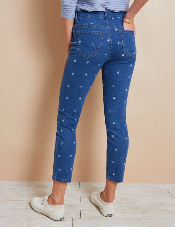 W.Lane Slim Legs Embroidered Jeans, hi-res image number null