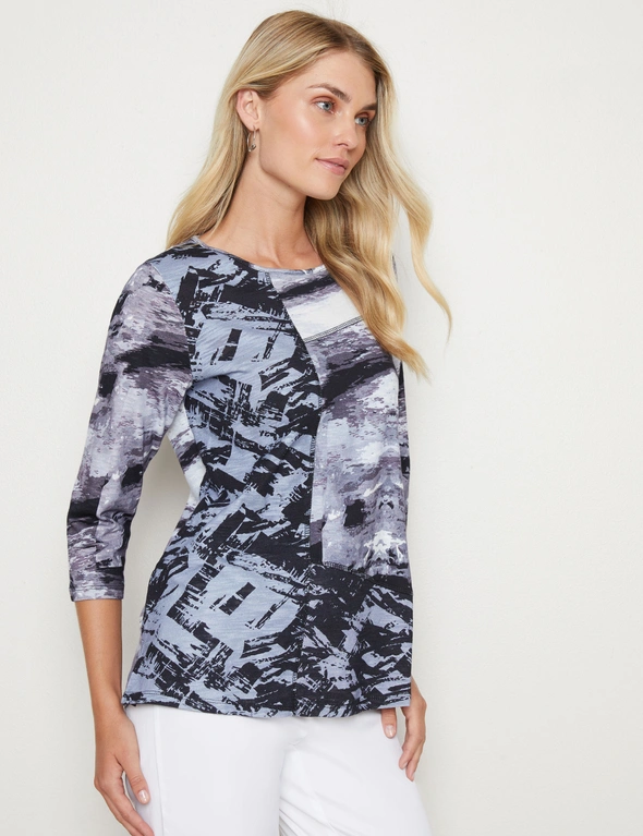 W.Lane Round Neck Contrast Print Knitwear Top, hi-res image number null