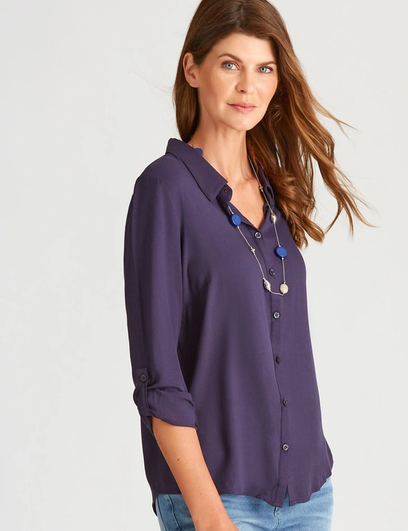 W.Lane Roll Sleeve Textured Collared Shirt, hi-res image number null