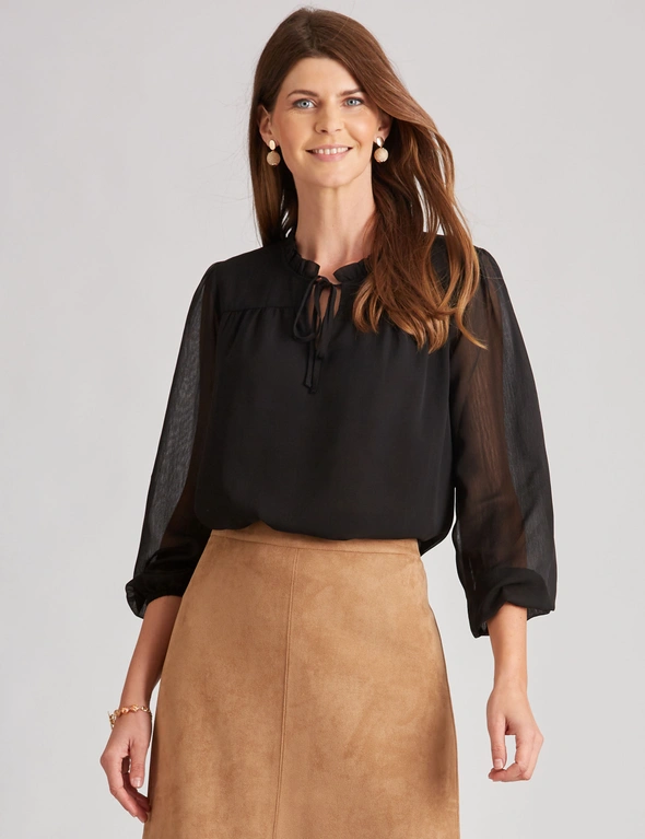 W.Lane Ruffle Tie Neck Top, hi-res image number null