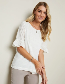 W.Lane Frill Sleeve Check Top