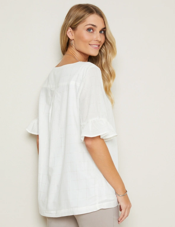 W.Lane Frill Sleeve Check Top, hi-res image number null