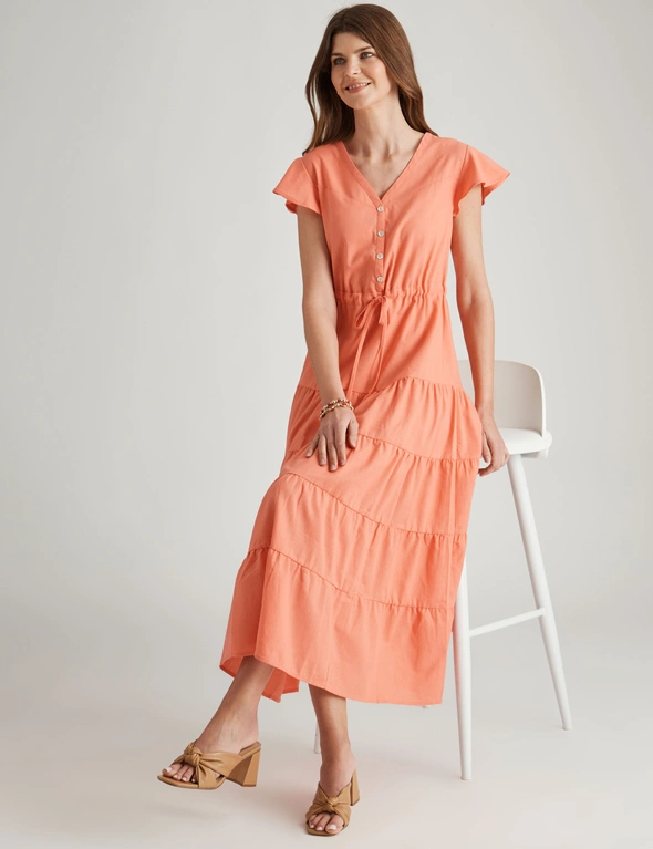 W.Lane Linen Stripe Tiered Dress, hi-res image number null