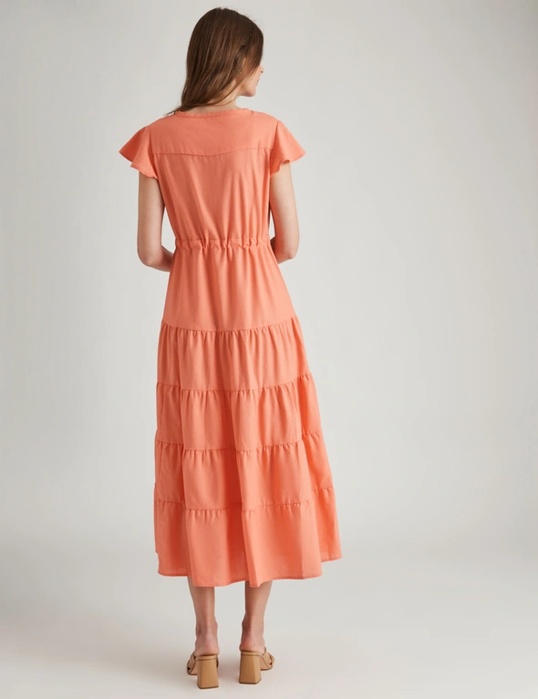 W.Lane Linen Stripe Tiered Dress, hi-res image number null