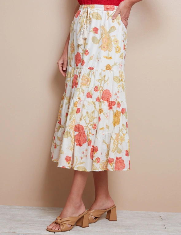 W.Lane Floral Tiered Drawstring Skirt, hi-res image number null