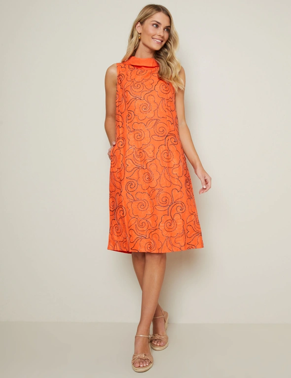 W.Lane Linen Floral Embroidery Dress, hi-res image number null