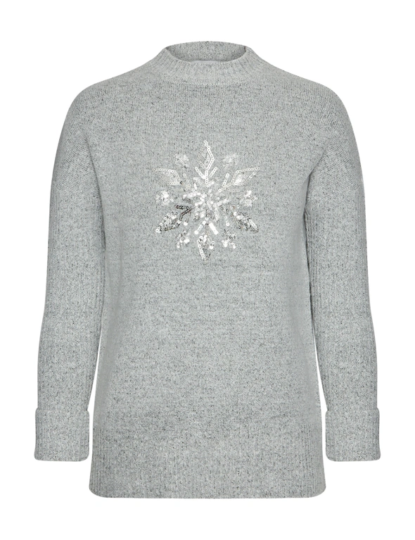 W.Snowflake Sequin Knit Jumper, hi-res image number null