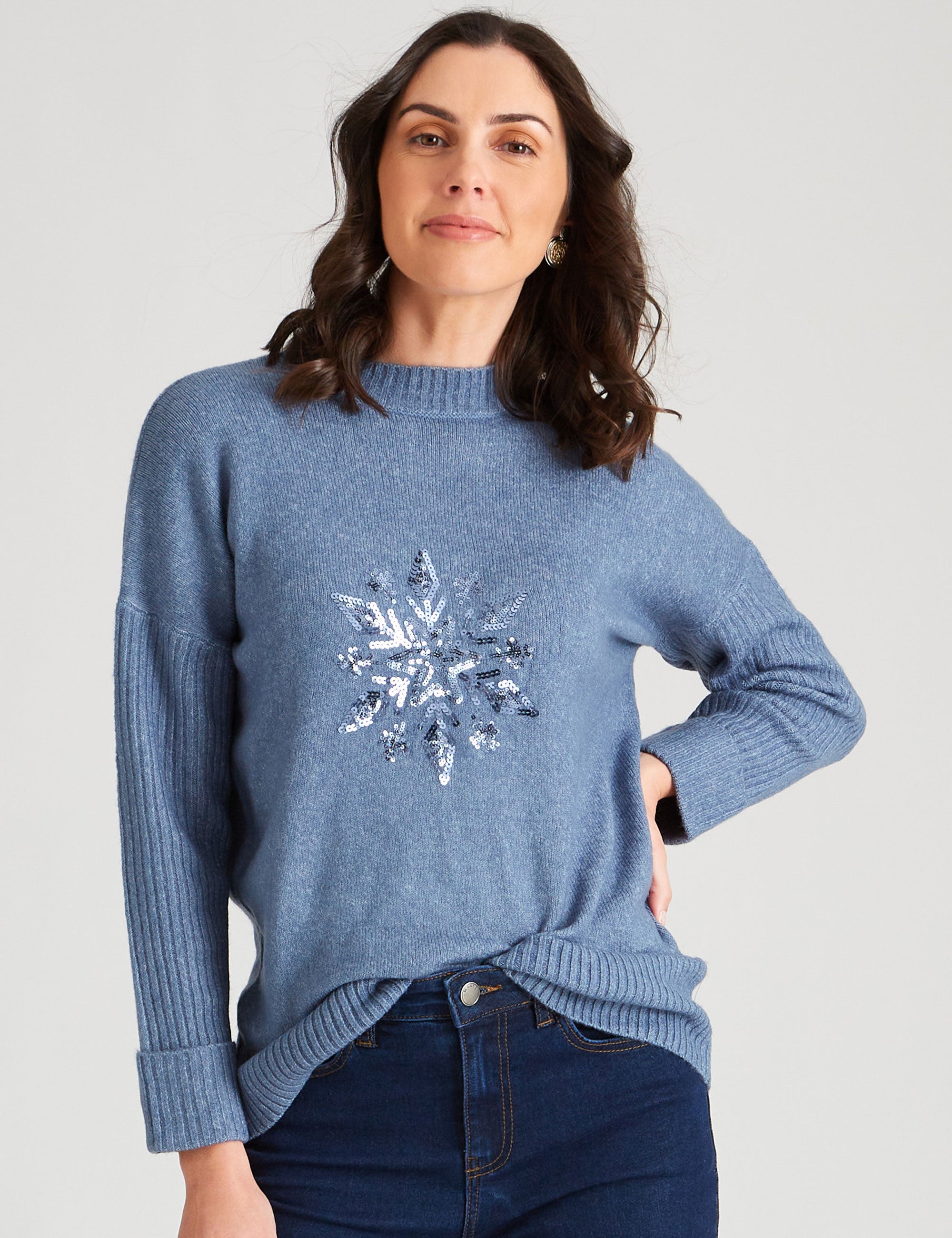 W.Snowflake Sequin Knit Jumper | W Lane