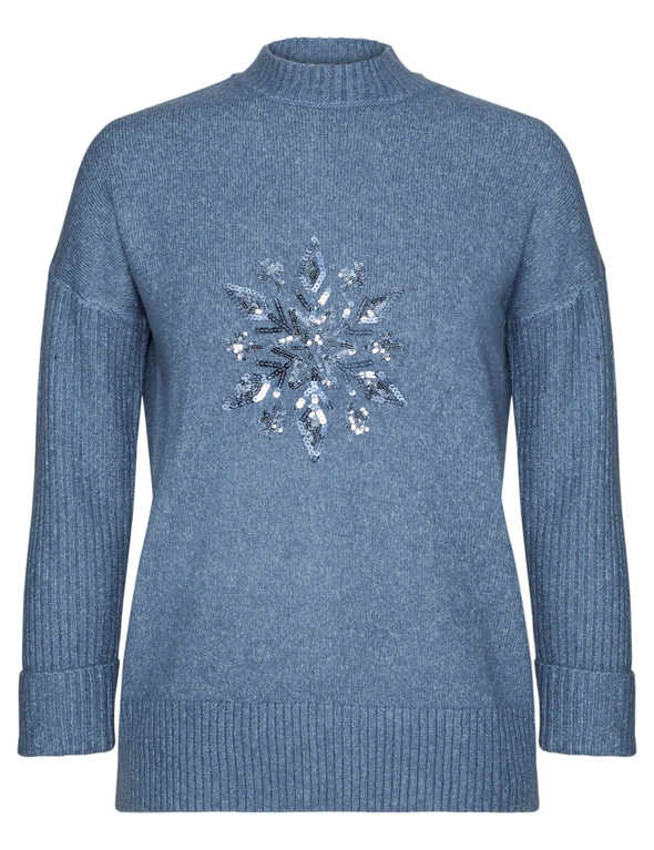 W.Snowflake Sequin Knit Jumper, hi-res image number null