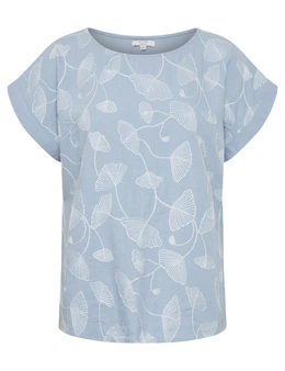 W.Lane Linen Leaf Embroidery Top