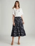 W.Lane Linen Check Wavy Trim Tiered Skirt, hi-res