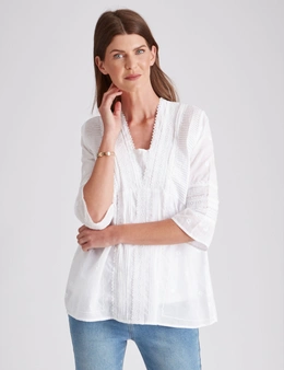 W.Lane Tuck Embroidery Woven Top