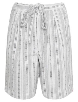W.Lane Linen Stripe Tie Waist Shorts