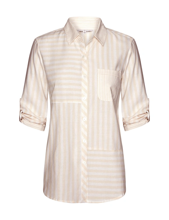 W.Lane Linen Stripe Shirt, hi-res image number null