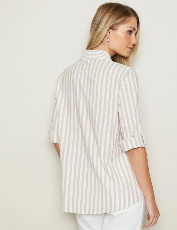 W.Lane Linen Stripe Shirt, hi-res image number null