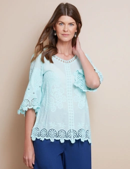 W.Lane Embroidery Floral Top