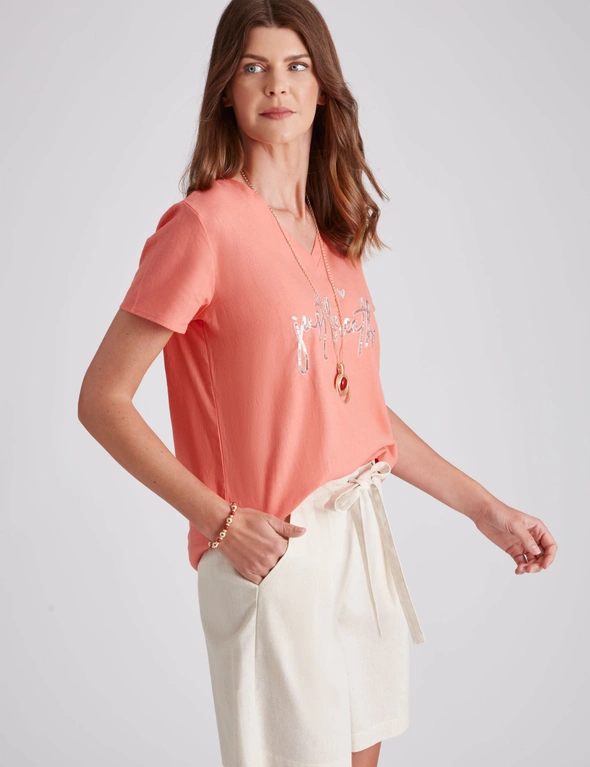 W.Lane Tres Chic Linen Sequin Top, hi-res image number null