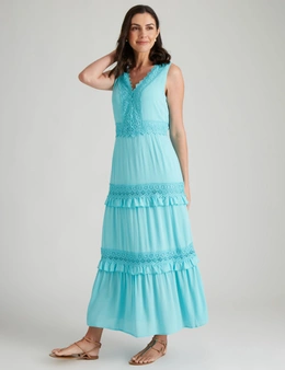 W.Lane Tiered Lace Maxi Dress