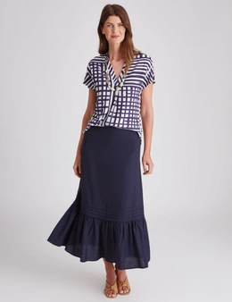 W.Lane Pleated Ruffle Linen Skirt
