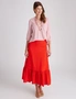 W.Lane Pleated Ruffle Linen Skirt, hi-res