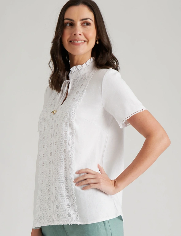 W.Lane Lace Trim Ruffle Top, hi-res image number null