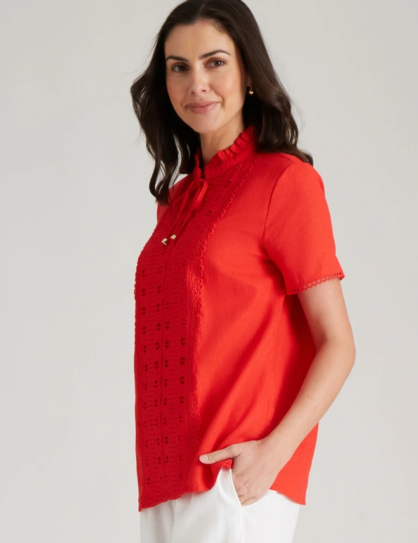 W.Lane Lace Trim Ruffle Top, hi-res image number null