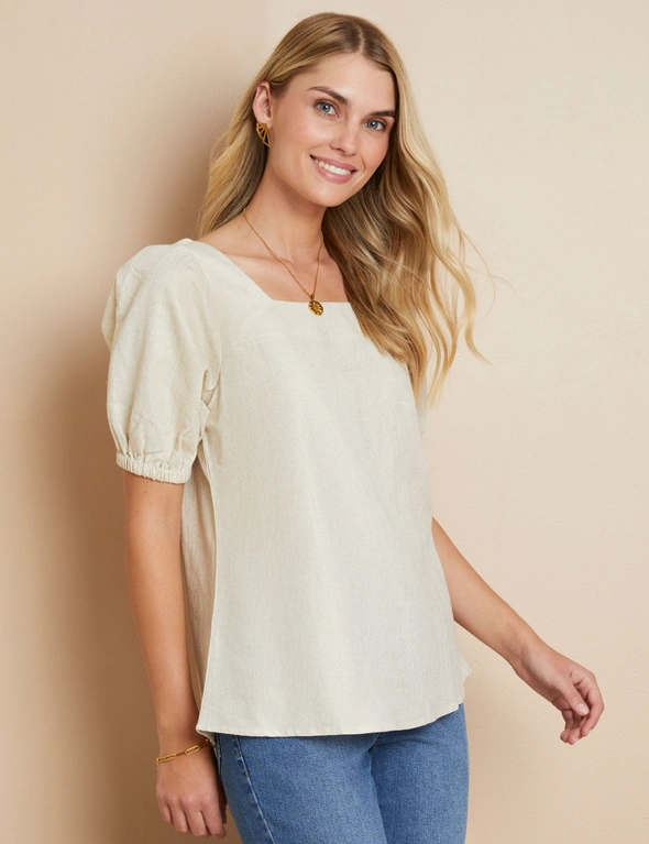 W.Lane Linen Gathered Top, hi-res image number null