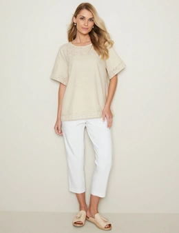 W.Lane Linen Embroidery Top