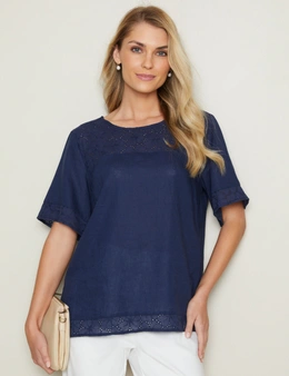 W.Lane Linen Embroidery Top