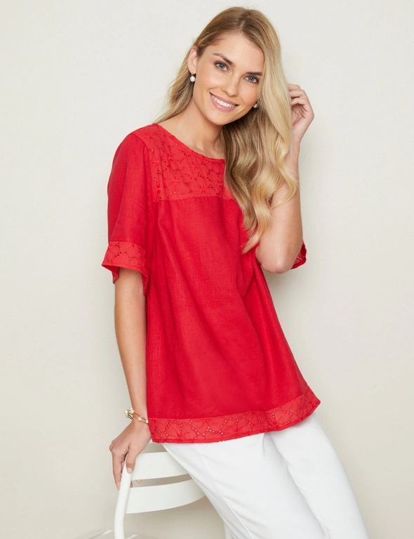 W.Lane Linen Embroidery Top, hi-res image number null