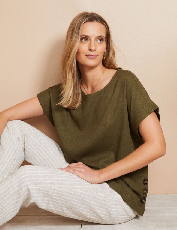 W.Lane Linen Side Button Top, hi-res image number null