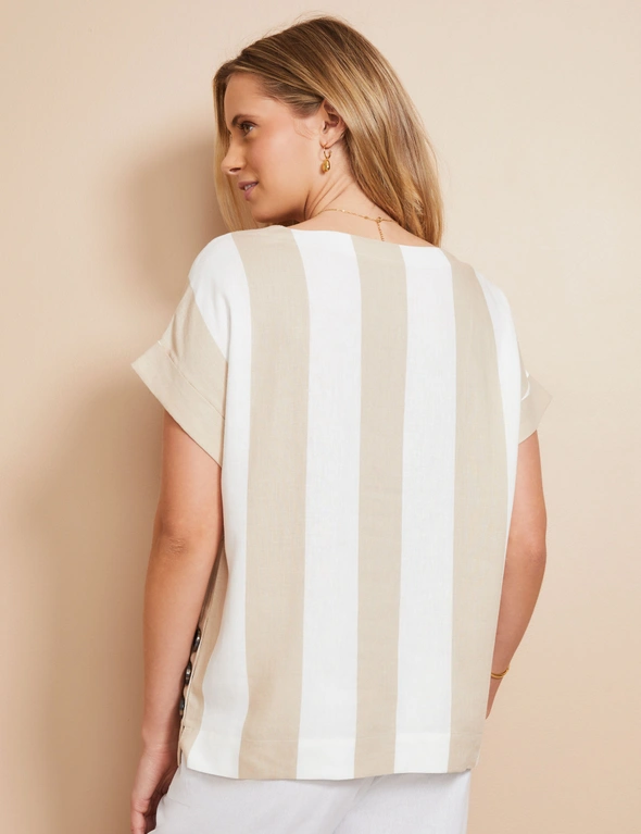 W.Lane Linen Side Button Top, hi-res image number null