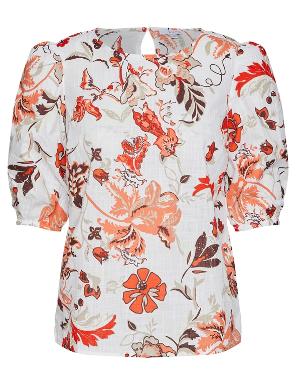 W.Lane Floral Gathered Sleeve Top, hi-res image number null